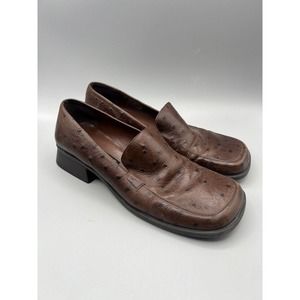 Vtg Women’s Nine West Leather Brown Square Toe 90s Y2k Heels Shoes | 7 1/2